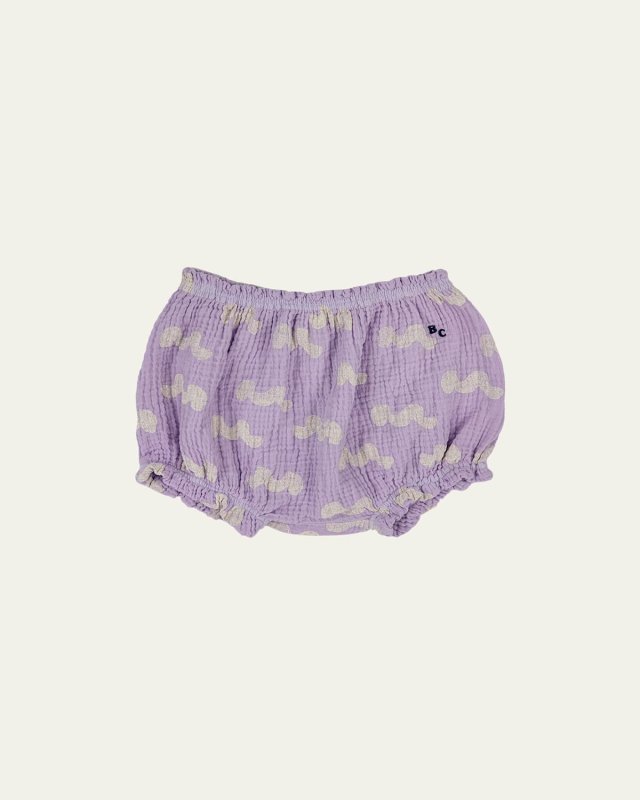 Girl's Allover Waves Ruffle Bloomers, Size 6M-24